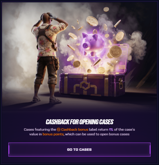 Cashback for opening cases